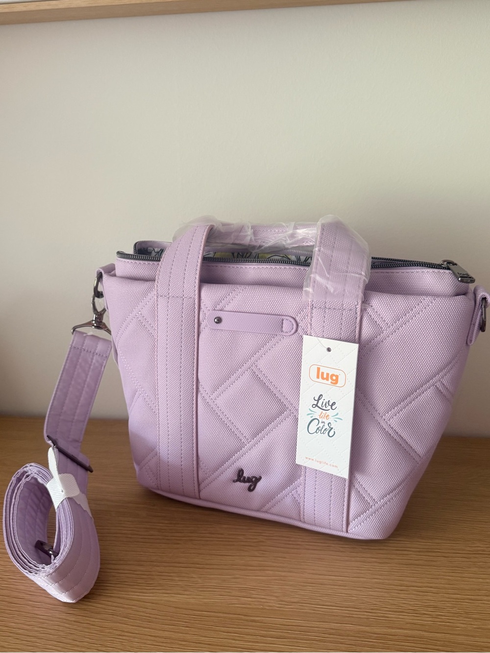 Lug Quilted Crossbody Tote in Lavender - Lug